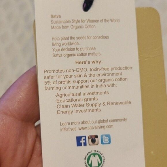 Satva organic pre-shrunk cotton Sukha multi-color legging New size small - Picture 9 of 10